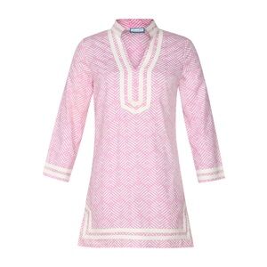 NWT Carvalho Couture Pink Dotted Chevron Long Sleeve Cabana Cover-Up